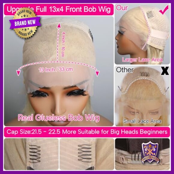 13x4 HD Lace Frontal Bob Wig Human Hair 180 Density Glueless main image 5